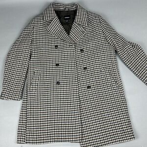 Express Black and White Houndstooth Pea Coat